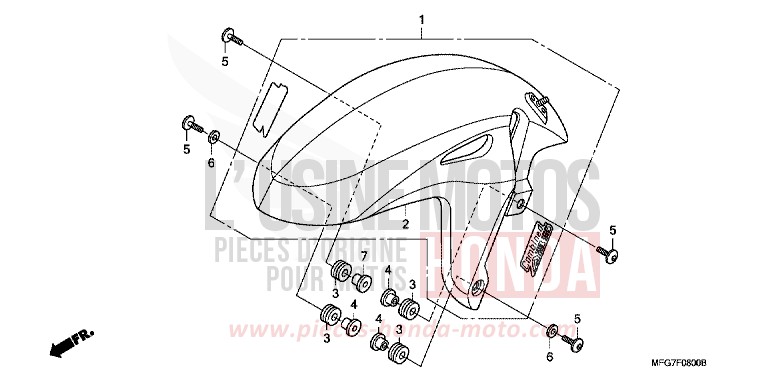 FRONT FENDER for CB600F Hornet ABS QUASAR SILVER METALLIC (NHA48) from 2008
